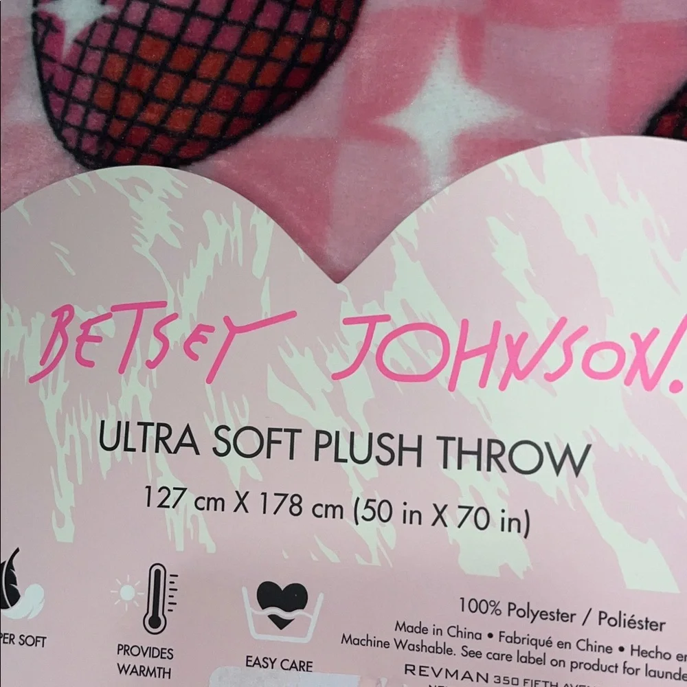 Betsey Johnson Pink Strawberry Plush Throw